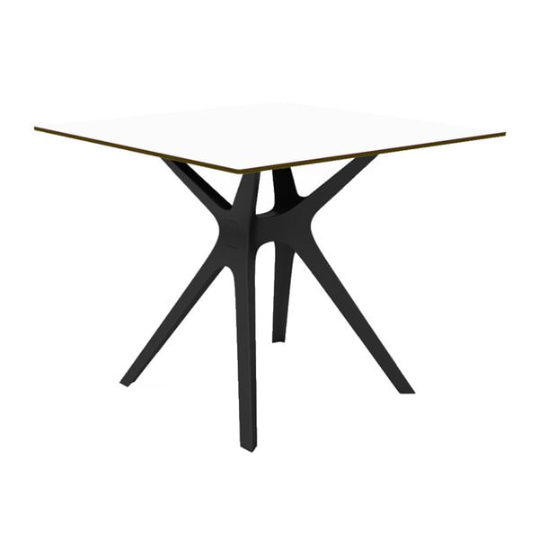 Jedálenský stôl s čiernymi nohami a bielou doskou vhodný do exteriéru Resol Vela, 90 × 90 cm