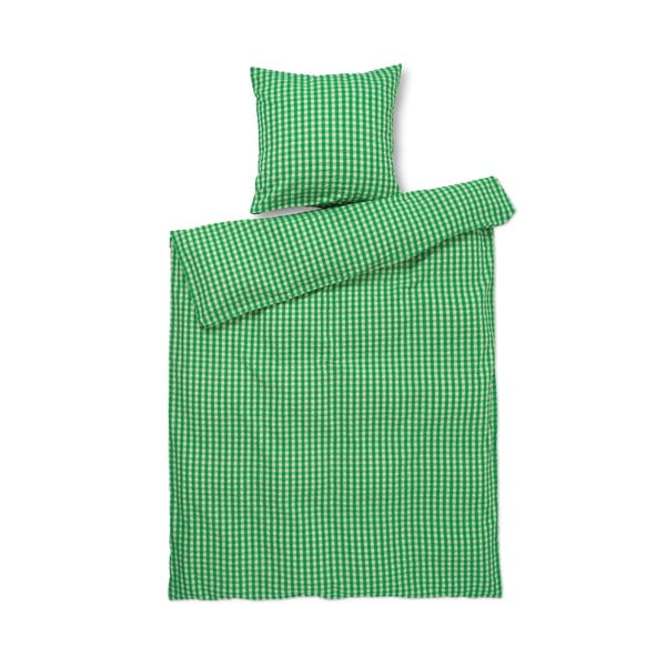 Zeleno-béžové predĺžené krepové obliečky na jednolôžko 140x220 cm Bæk&Bølge – JUNA