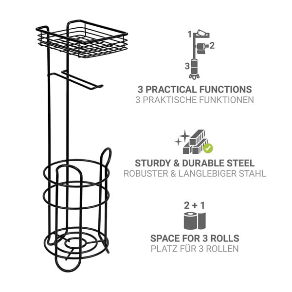 Čierny oceľový stojan na toaletný papier – Wenko-image-2