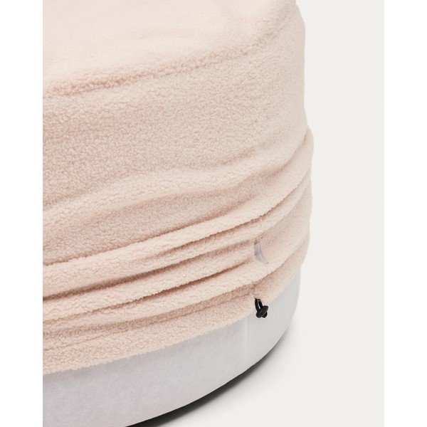 Svetloružový taburet z textílie buklé Kaeli – Kave Home-image-3