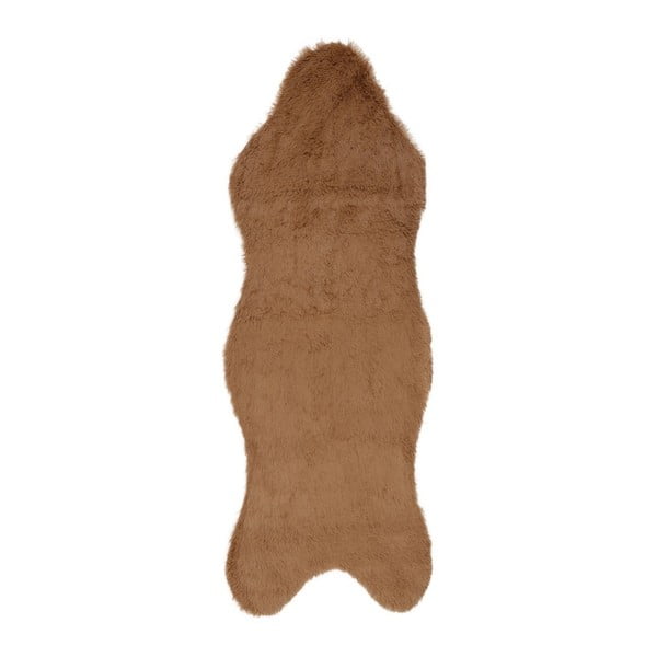 Hnedý behúň z umelej kožušiny Pelus Brown, 75 × 200 cm