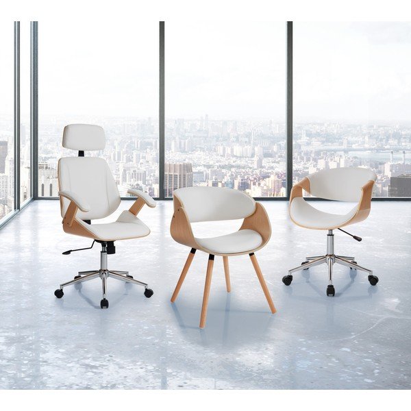 Biela kancelárska stolička z imitácie kože Visby – Tomasucci-image-1