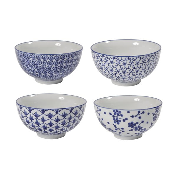 Sada 4 porcelánových misiek Blue Bowls, 15 cm