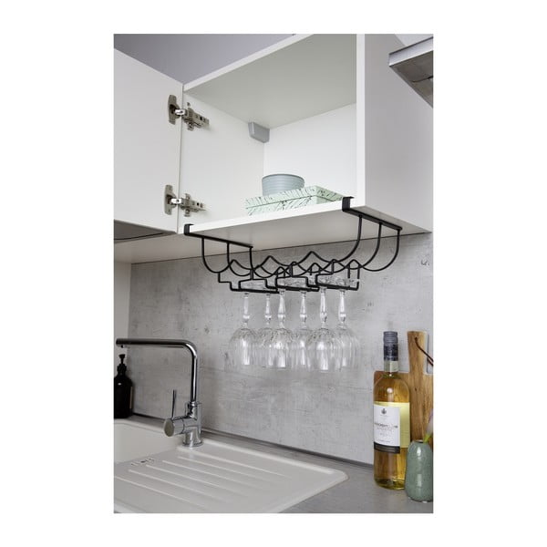 Čierny kovový stojan pod poličku na poháre Wenko-image-4