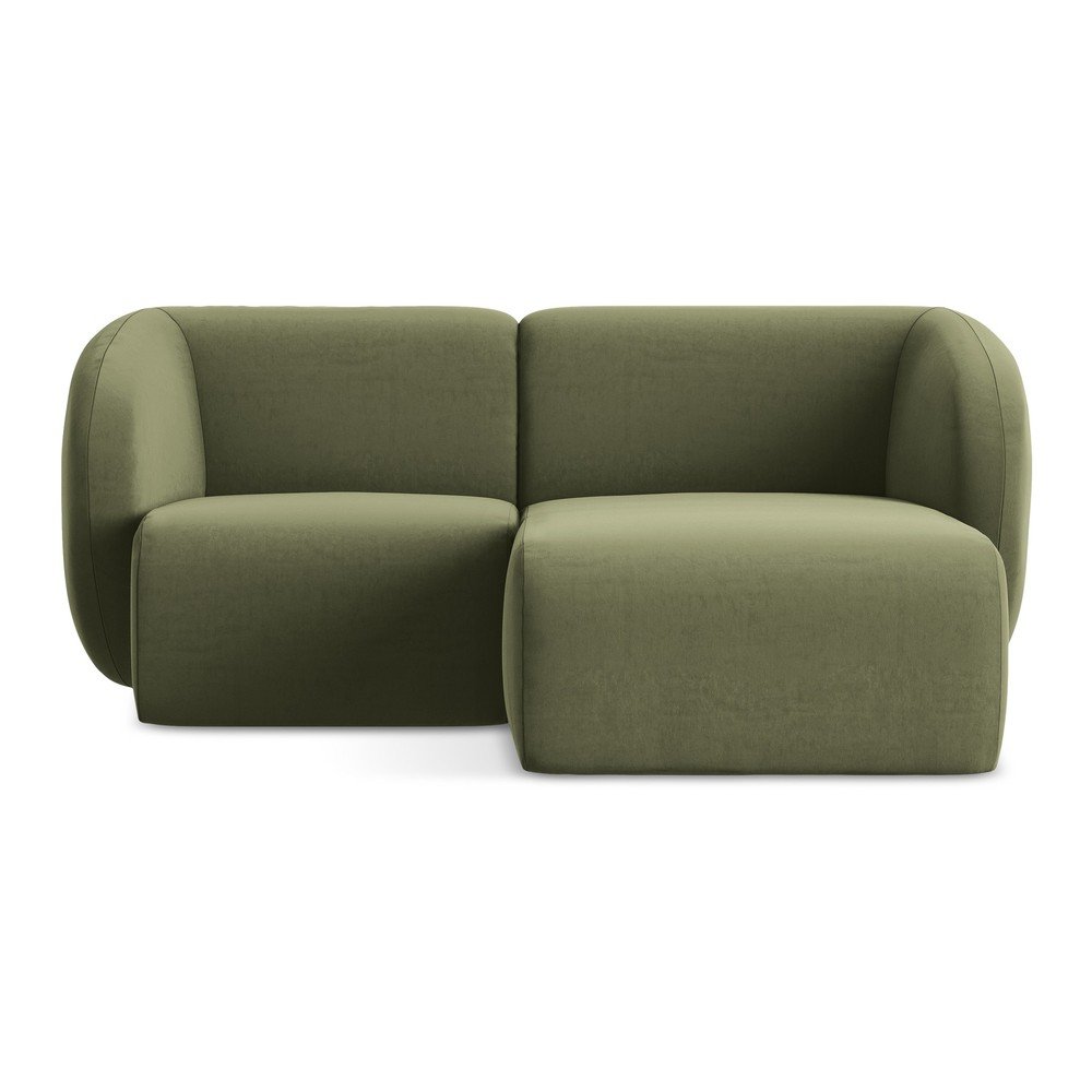 Zelená zamatová rohová pohovka (pravý roh/s leňoškou) Lani – Makamii