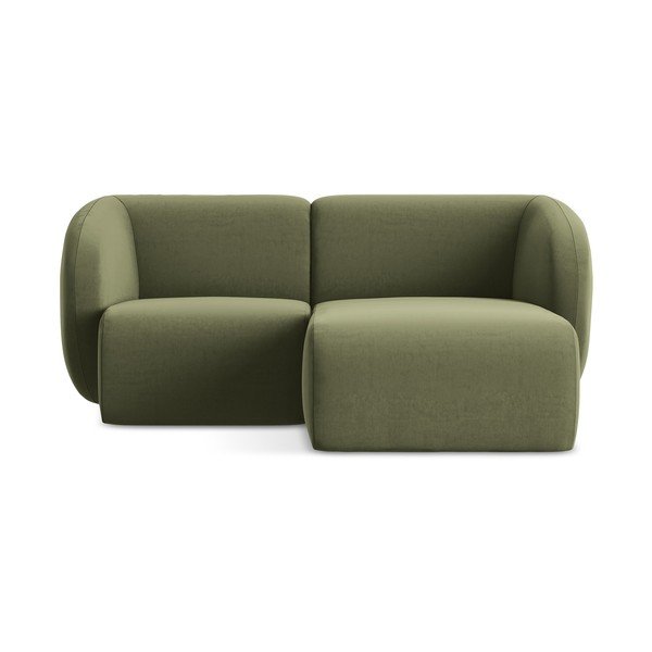 Zelená zamatová rohová pohovka (pravý roh/s leňoškou) Lani – Makamii