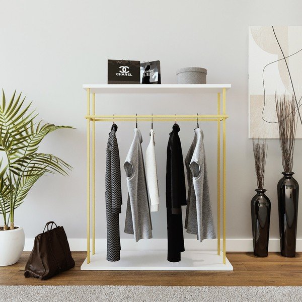 Biely stojan na oblečenie Wuppertal – Kalune Design-image-1