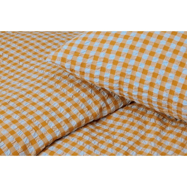 Okrovožlto-svetlomodré krepové obliečky na jednolôžko 140x200 cm Bæk&Bølge – JUNA-image-1