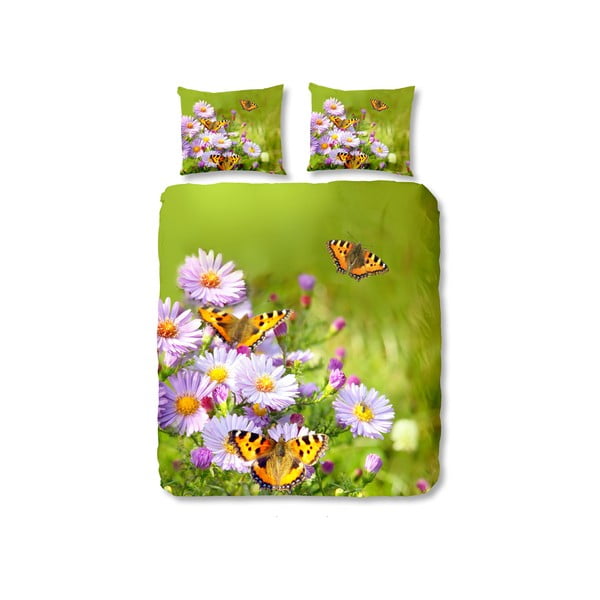 Zelené bavlnené obliečky Muller Textiels Butterfly, 200 x 200 cm