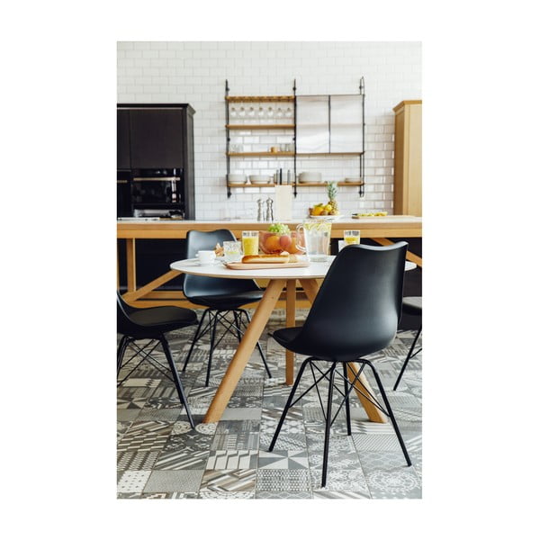 Súprava 2 čiernych stoličiek s čiernou kovovou podnožou Bonami Essentials Eco-image-1