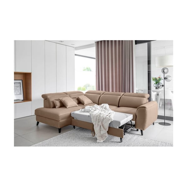 Svetlohnedá zamatová rozkladacia/s úložným priestorom rohová pohovka (ľavý roh/do L) Noble – ELTAP-image-4