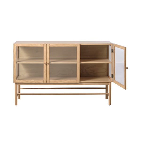 Vitrína z dubového dreva v prírodnej farbe 88x140 cm Elba – Unique Furniture-image-3