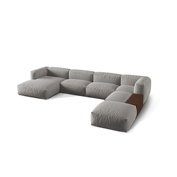 Svetlosivá modulárna rohová pohovka (pravý roh/do tvaru "U") Martina – Micadoni Home-image-1