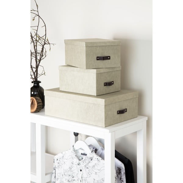 Súprava 3 béžových úložných škatúľ Bigso Box of Sweden Inge-image-3