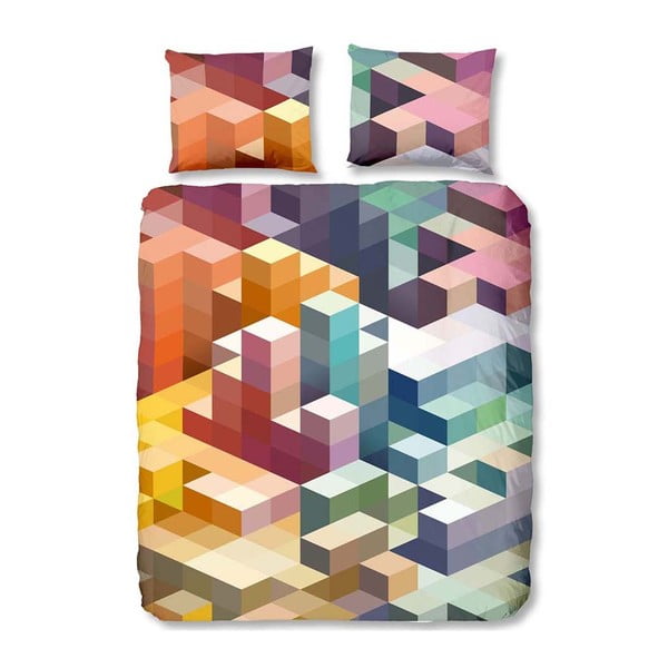 Farebné bavlnené obliečky na dvojlôžko Müller Textiel Cubes, 200 x 200 cm