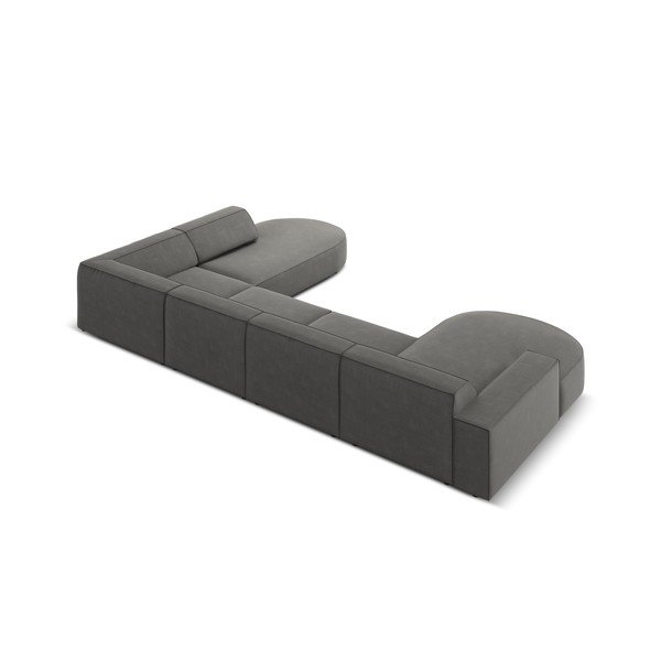 Sivá zamatová rohová pohovka (pravý roh) Jodie - Micadoni Home-image-3