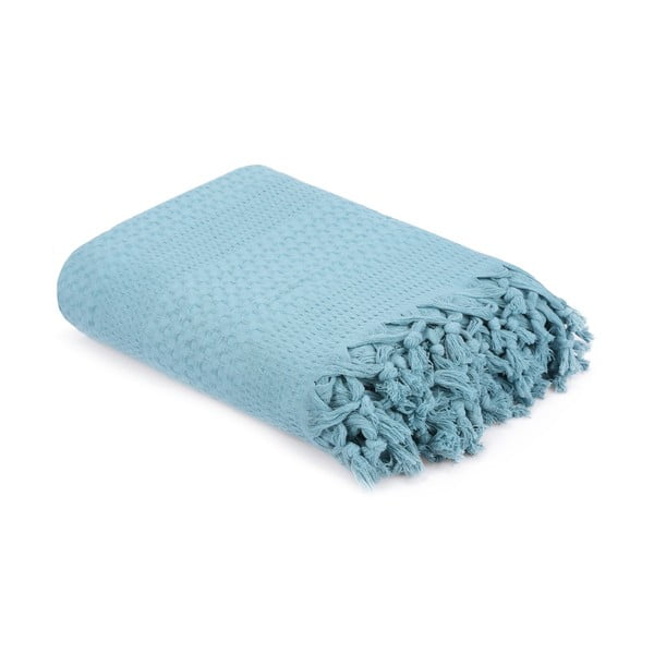 Modrý bavlnený pléd cez posteľ na dvojlôžko Mijolnir, 220 × 240 cm-image-3