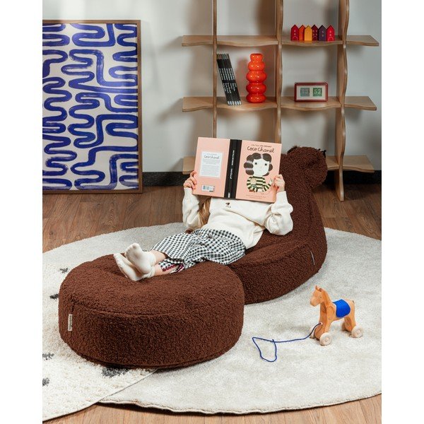 Tmavohnedý detský sedací vak z textílie buklé Warm Hazel – Wigiwama-image-2