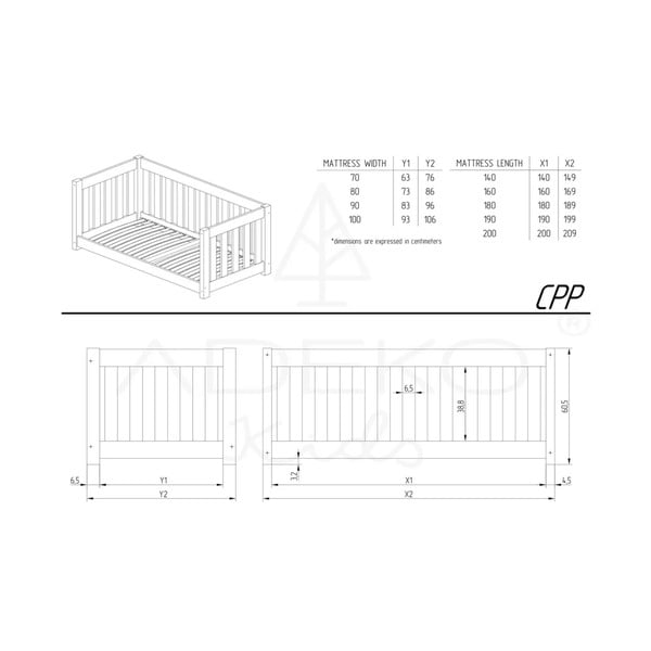 Detská posteľ z borovicového dreva v prírodnej farbe 90x190 cm CPP - Adeko-image-3