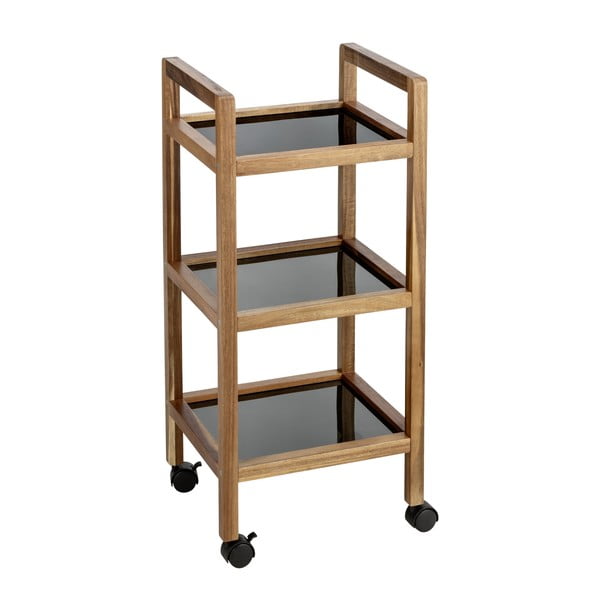 Čierny/v prírodnej farbe kúpeľňový regál z masívu akácie 35x76,5 cm Fondi – Wenko