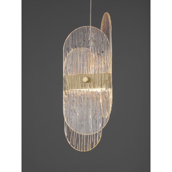 Kovové LED závesné svietidlo so stmievačom v mosadznej farbe so skleneným tienidlom ø 32 cm Lucien – Nova Luce-image-2