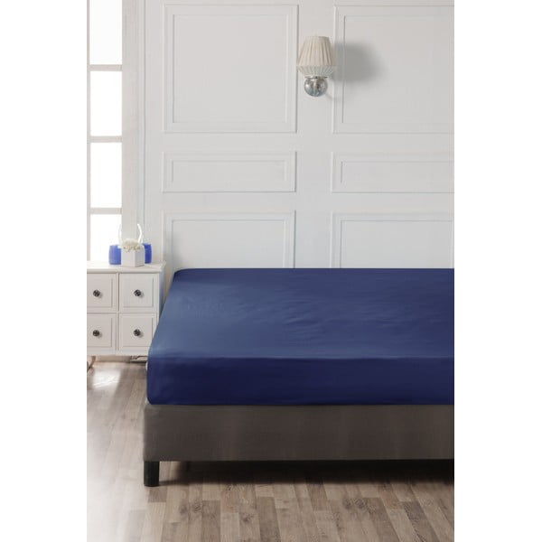 Tmavomodrá napínacia bavlnená plachta 140x200 cm – Mijolnir-image-2