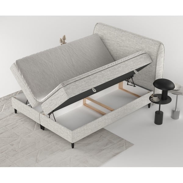 Svetlosivá boxspring posteľ s úložným priestorom 200x200 cm Melba – Maison de Rêve-image-3