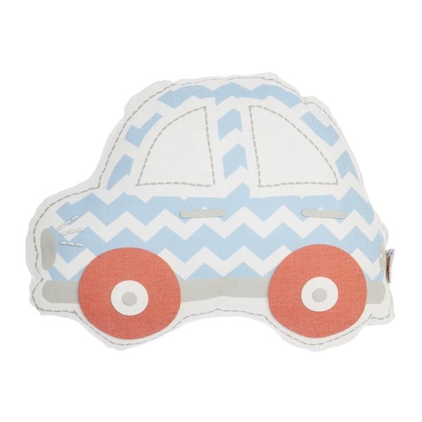 Modro-červený detský vankúšik s prímesou bavlny Mike & Co. NEW YORK Pillow Toy Car, 32 x 25 cm
