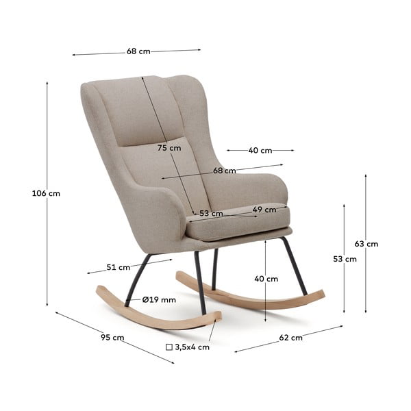 Béžové hojdacie kreslo z textílie bouclé Maustin – Kave Home-image-4