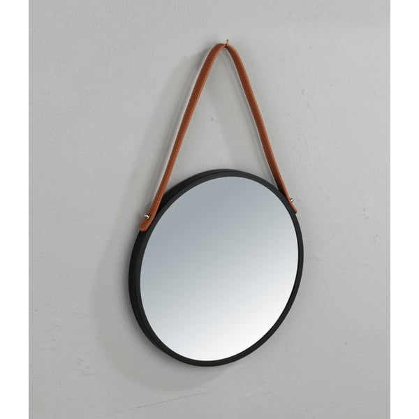 Čierne závesné zrkadlo Wenko Borrone, ø 40 cm-image-1