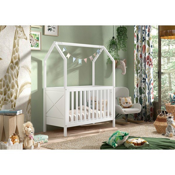 Biela postieľka z borovicového dreva s nastaviteľnou výškou 60x120 cm Scott – Vipack-image-1