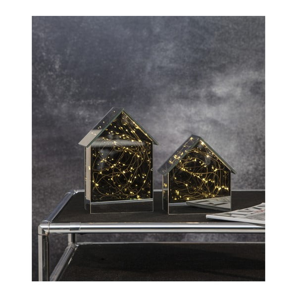Sklenená LED dekorácia Best Season Mirror House, výška 20 cm-image-3