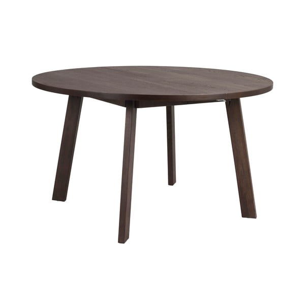 Tmavohnedý okrúhly rozkladací jedálenský stôl v dekore duba ø 130 cm Glenside – Rowico