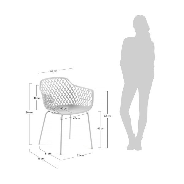 Biela kovová záhradná stolička Quinn – Kave Home-image-1