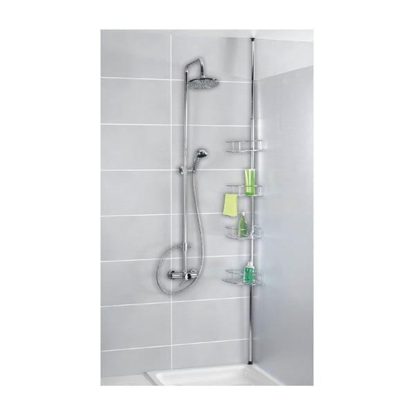 Rohová teleskopická kúpeľňová polička z nehrdzavejúcej ocele v lesklej striebornej farbe Dolcedo – Wenko-image-2