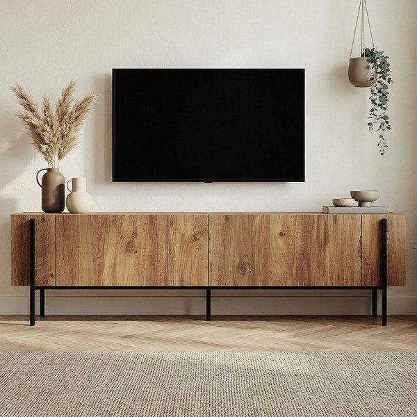 TV stolík v dekore borovice v prírodnej farbe 180x45x30 cm Nexus – Kalune Design-image-3