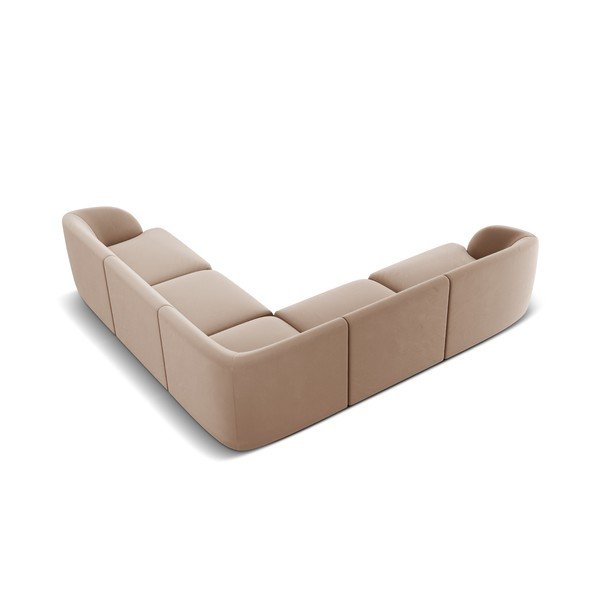 Béžová zamatová rohová pohovka Miley – Micadoni Home-image-3
