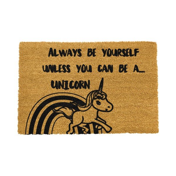 Rohožka z prírodného kokosového vlákna Artsy Doormats Unicorn, 40 x 60 cm