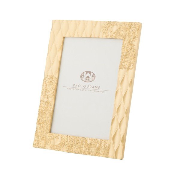 Žltý fotorámik v živicovom ráme Mauro Ferretti Glam Carving, 21 × 26 cm