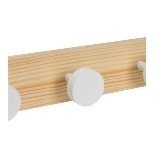 Biely/v prírodnej farbe nástenný vešiak z borovicového dreva 40 cm Anillos – Casa Selección-image-2
