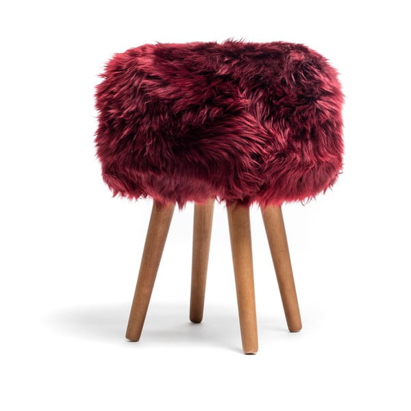 Stolička s červeným sedadlom z ovčej kožušiny Royal Dream, ⌀ 30 cm