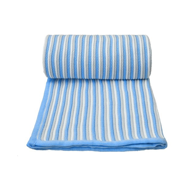 Modro-biela pletená detská deka s podielom bavlny T-TOMI Spring, 80 x 100 cm