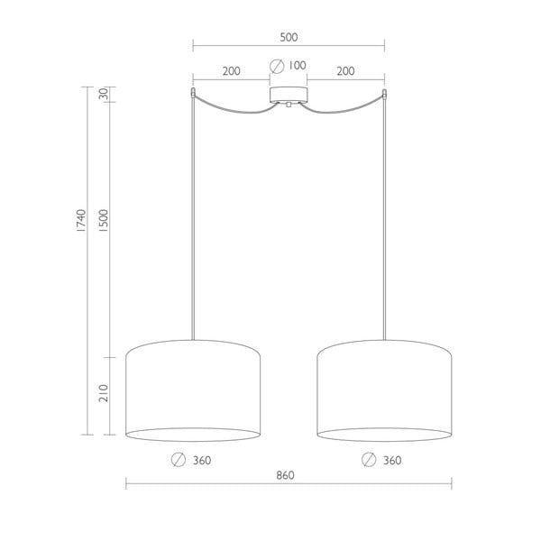 Čierne závesné dvojramenné svietidlo s vnútrom v zlatej farbe Sotto Luce Mika, ⌀ 36 cm-image-2