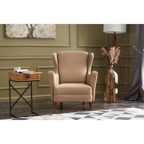 Béžové kreslo ušiak Lola Brejer – Artie-image-1