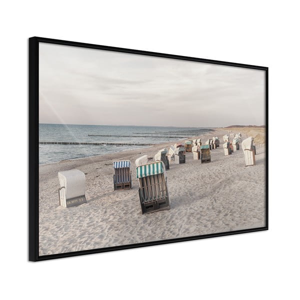 Plagát v ráme Artgeist Baltic Beach Chairs, 30 x 20 cm