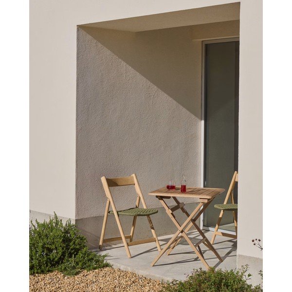 Drevená záhradná stolička v zeleno-prírodnej farbe Dandara – Kave Home-image-3