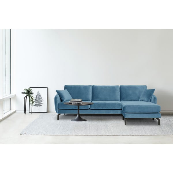 Modrá zamatová rohová pohovka (pravý roh) Magic - Scandic-image-1