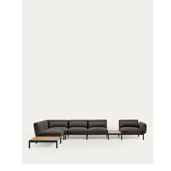 Tmavosivá čalúnená záhradná pohovka (ľavý roh) Sorells – Kave Home-image-4