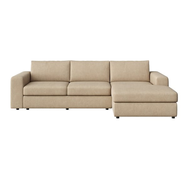 Svetlohnedá zamatová rohová pohovka (pravý roh/s leňoškou) Baga – Rodier