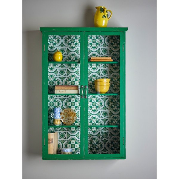 Zelená závesná vitrína z jedlového dreva 81x122x22 cm Hazem – Bloomingville-image-1